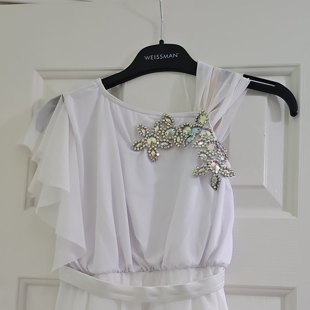 Weissman Ivory Dress with Rhinestone Accents
